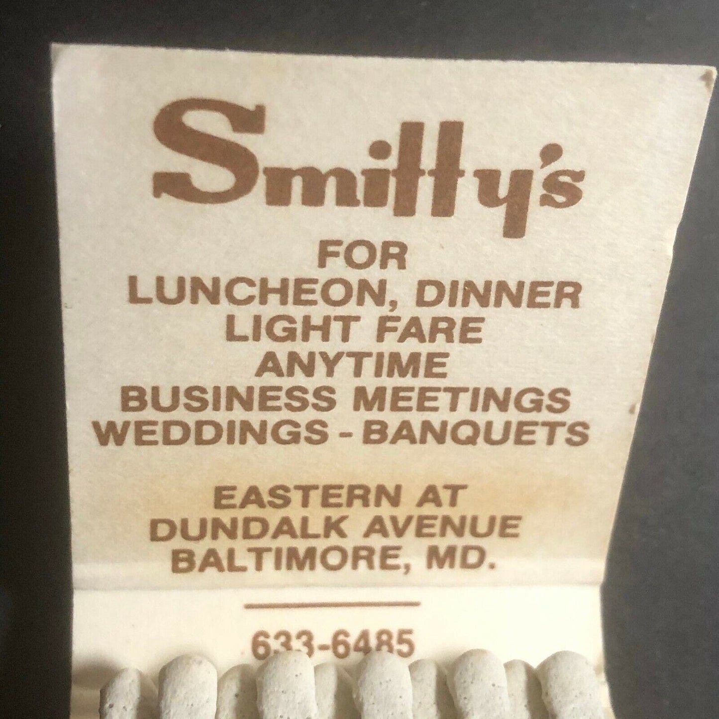 Vintage 1960's-70's Full Matchbook - Smitty's Restaurant - Baltimore, MD