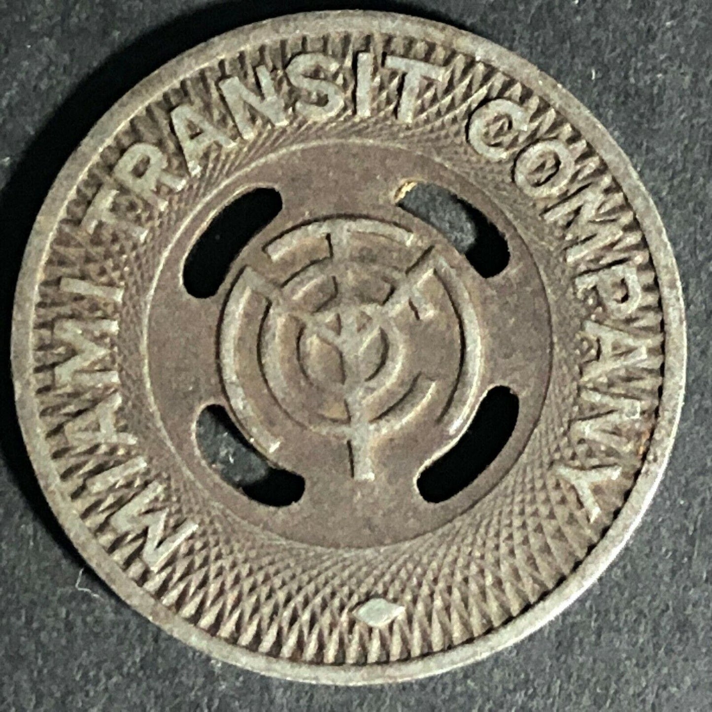 Vintage "Miami Transit Co." "MTC" Token 23mm / c1938