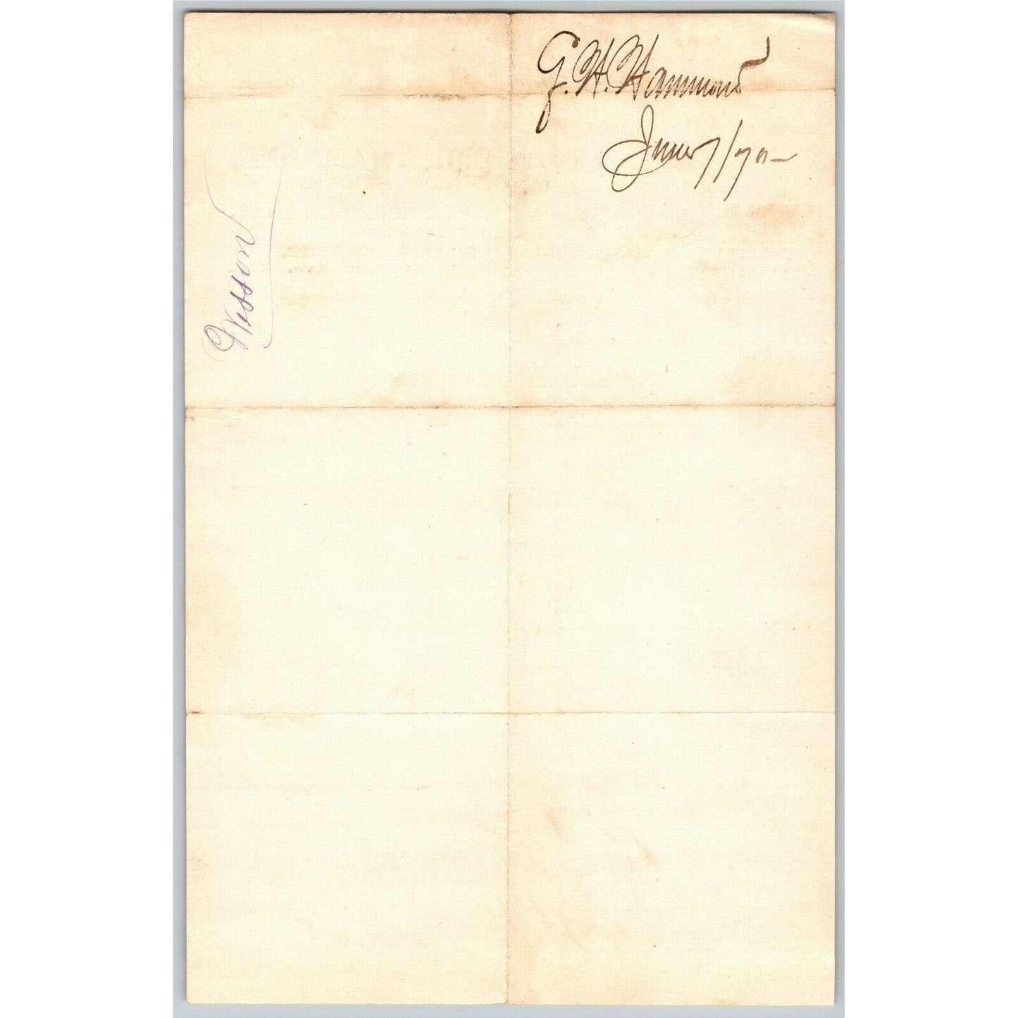 Detroit Letterhead Geo. H. Hammond - Pork Lard Hams Beef Shoulders 1870