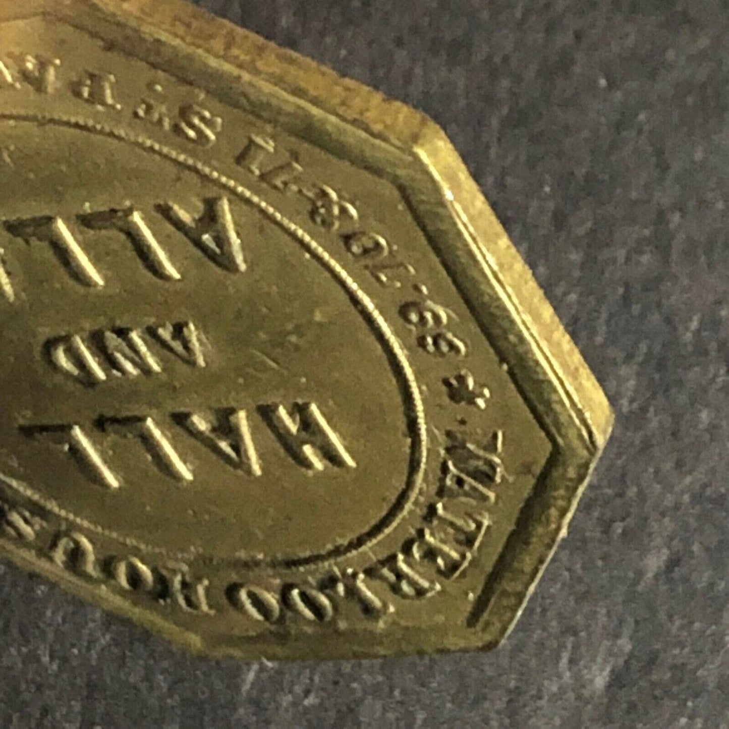 Hall and Allan Drapers St. Paul's Church Yard Brass Token 23.4mm Octagon