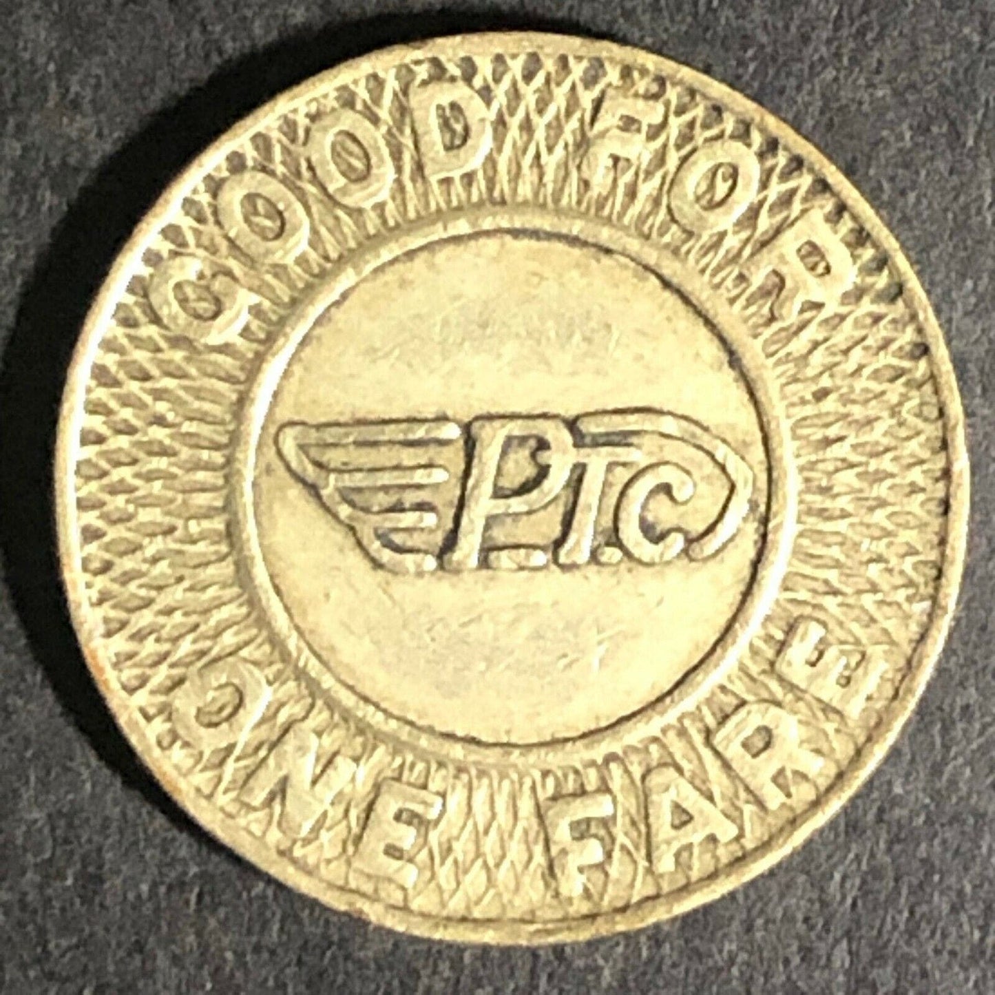 Brass G/F One Fare Transit Token Philadelphia Transportation Co. PTC 16mm (1864)