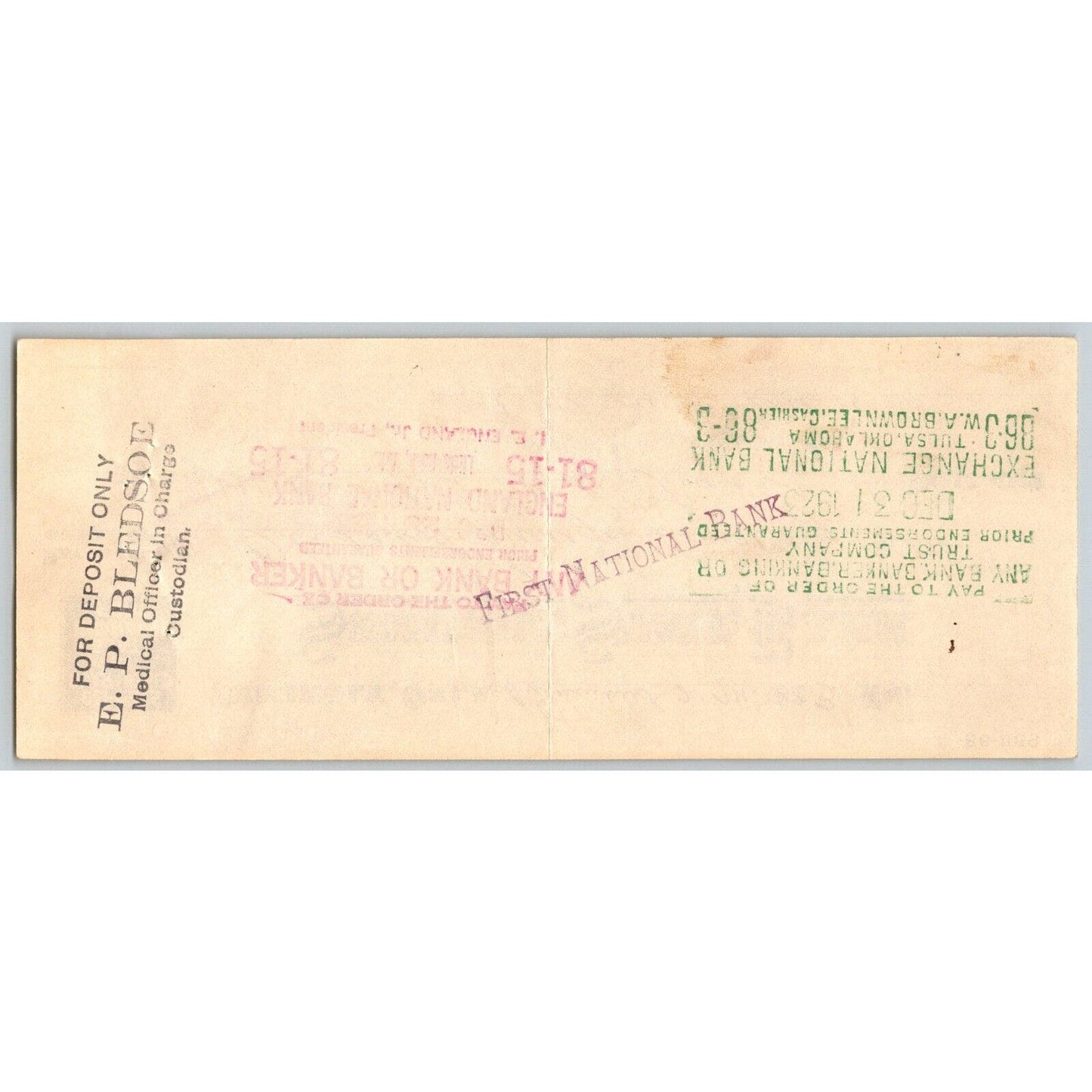 Seminole, Oklahoma 1923 Bank Check "Seminole State Bank"