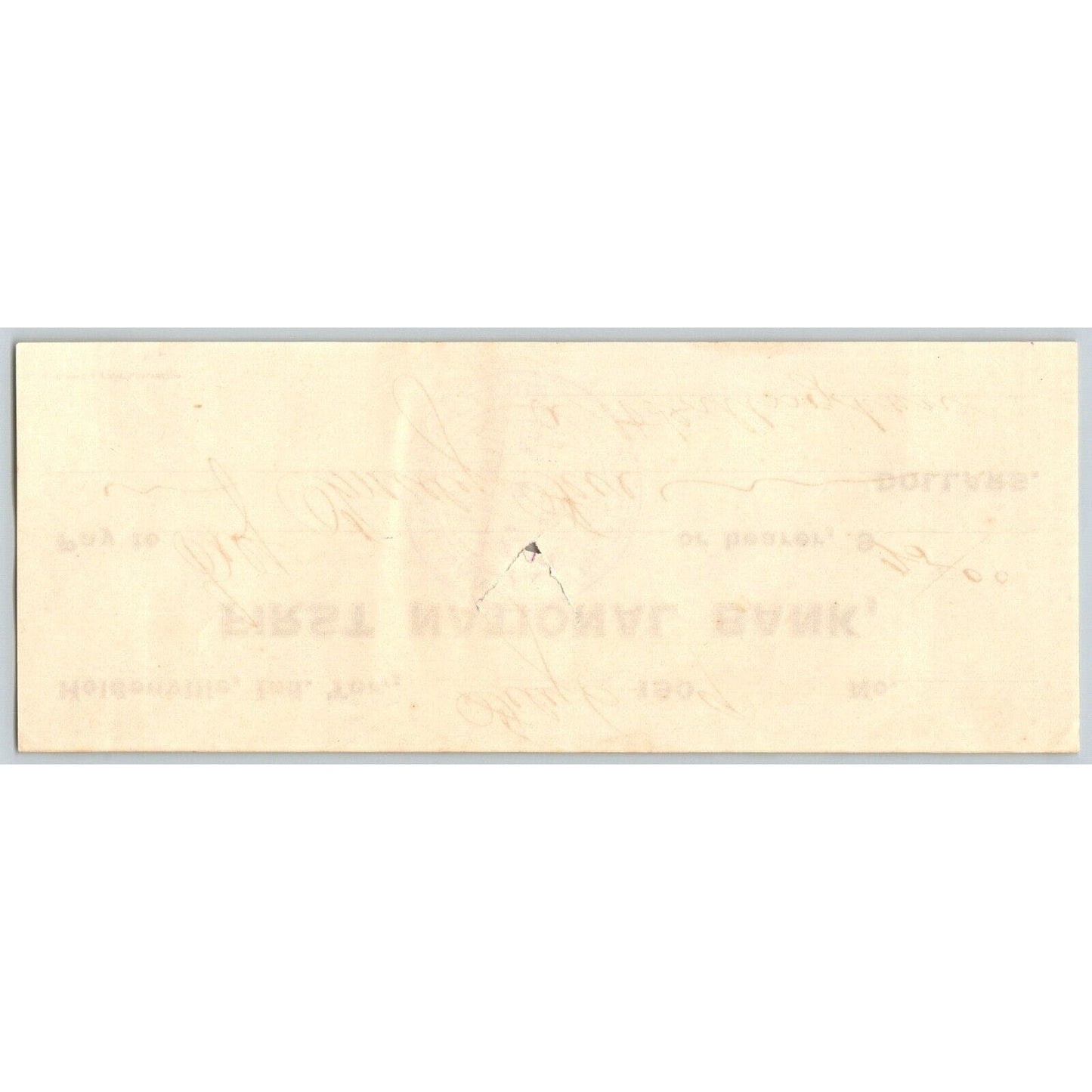 Holdenville, OK 1909 First National Bank Check w/ Bold "Paid" Ink Stamp