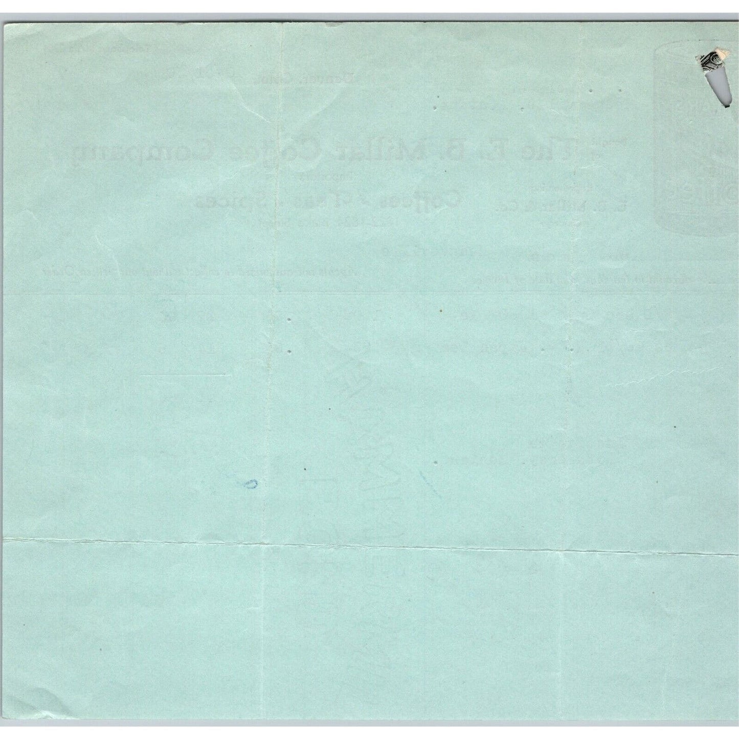 1920 E.B. Miller Coffee Co. Denver, CO Letterhead H.A. Morsanny Hedgesville, CO