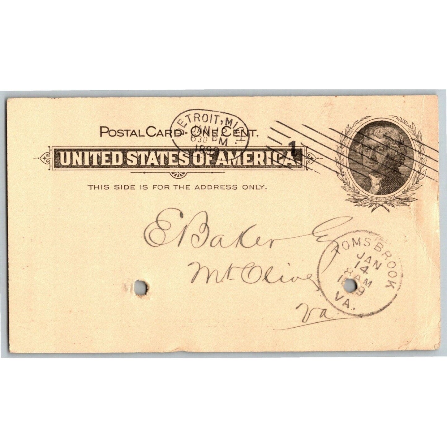 1899 Adv. Payment Conf. Postcard D.M. Ferry Seeds Seedsmen Detroit E. Baker*