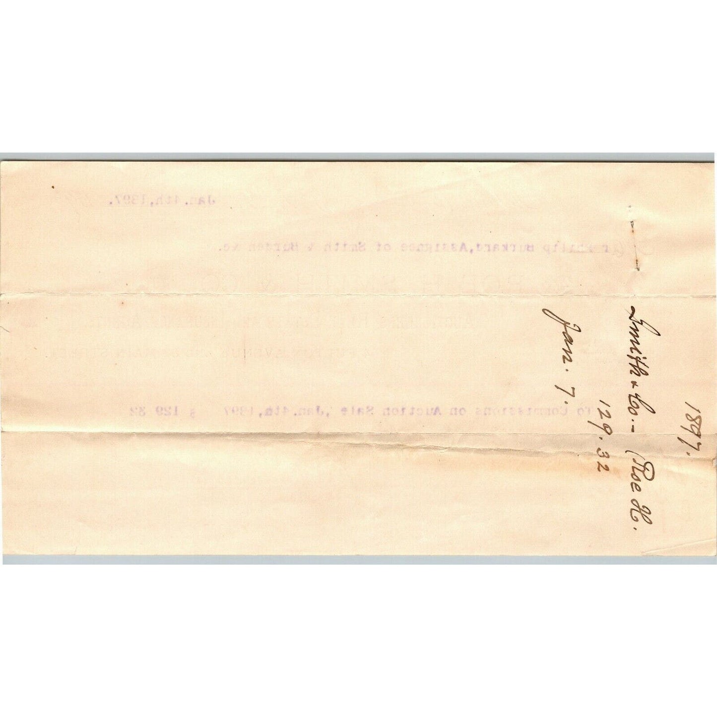 1897 Astoria LIC, NY Letterhead Roe H. Smith Co. Auctioneers RE & Ins. Agents