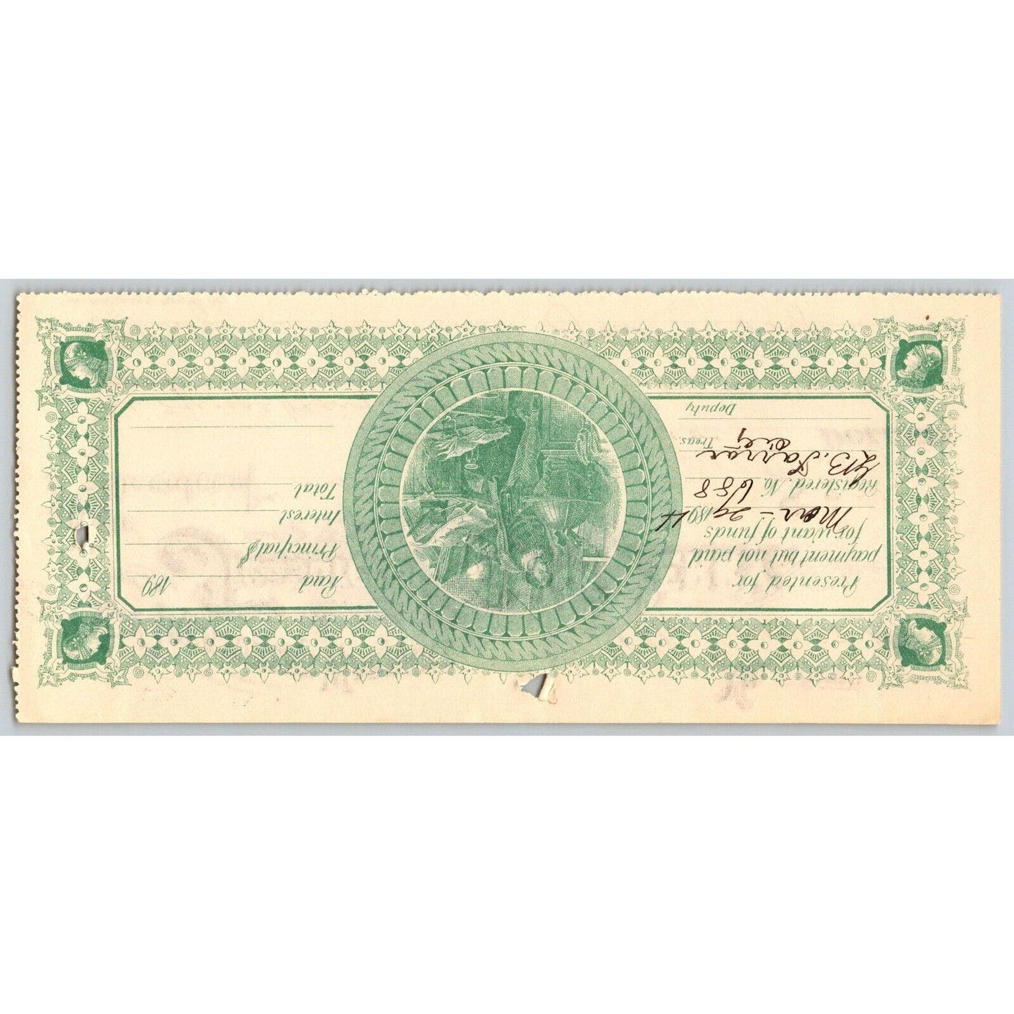 Perry Okla. Territory 1894 Noble Treasurer's Warrant "Payment Labor on Street"