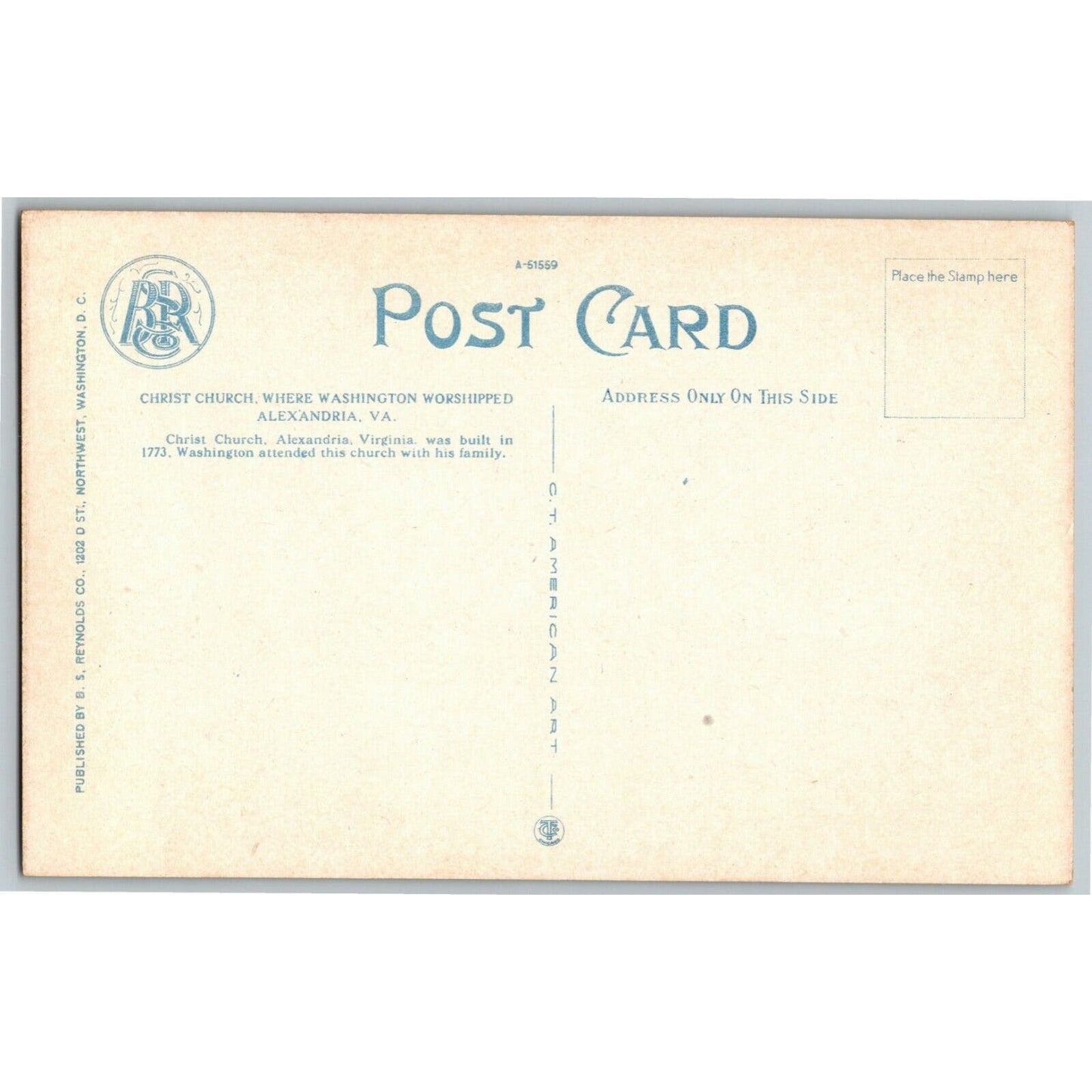 George Washington - Christ Church, Alexandria, VA - Vintage Postcard - NP