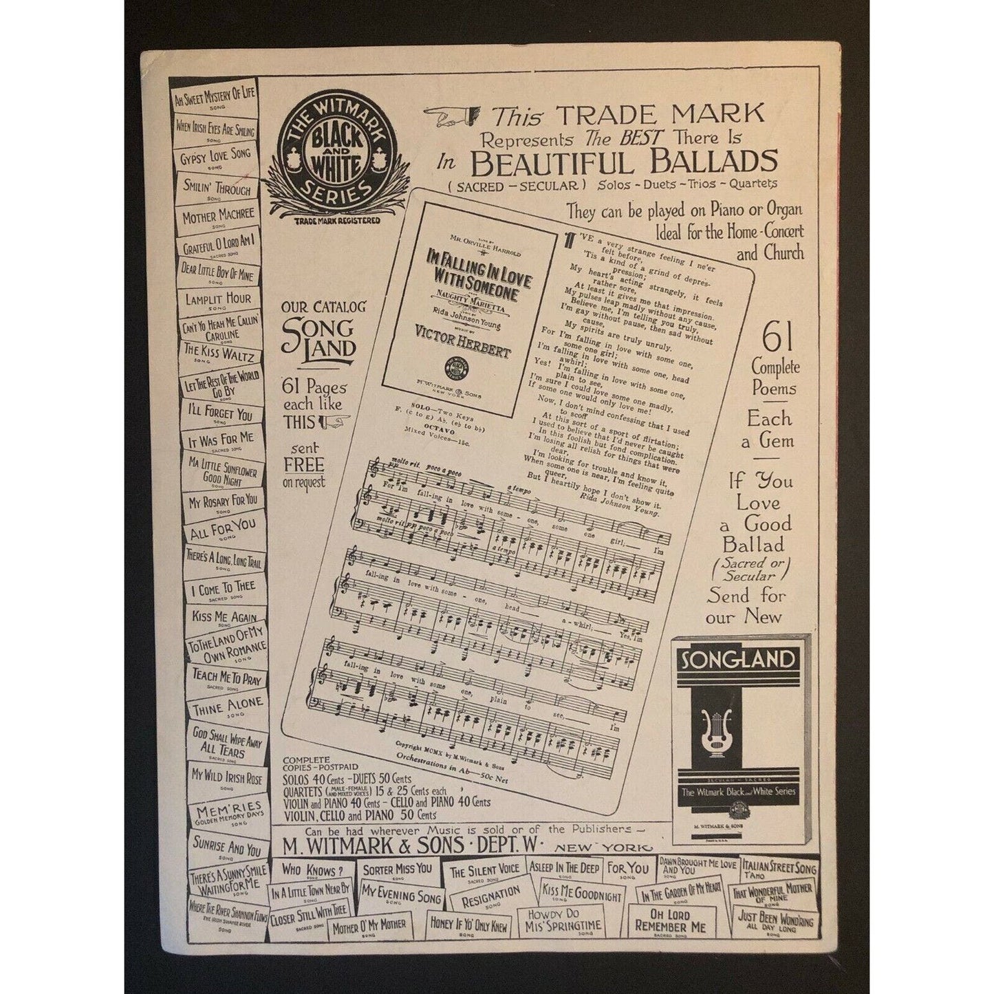 1935 Sheet Music "I'm Falling In Love with Someone" from "Naughty Marietta"