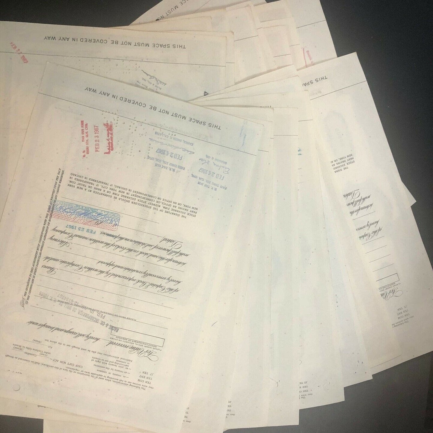 Group of 20 1960's New York Central Railroad Vintage Stock Certificates