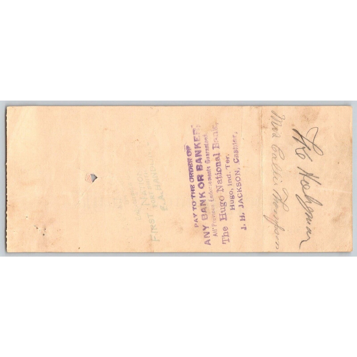 Keota, Oklahoma Indian Territory Feb. 1907 FNB Bank Check - Scarce