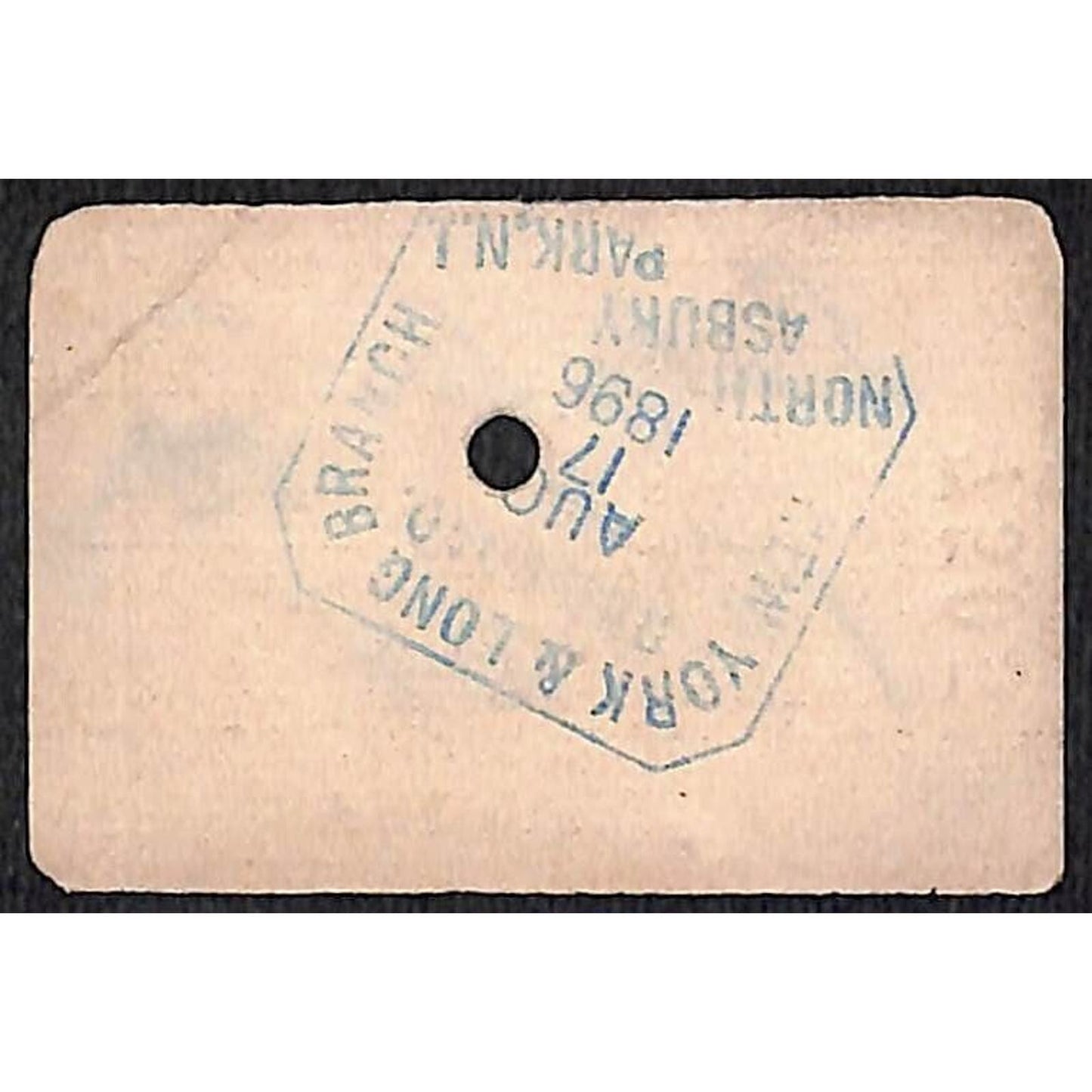 New York & Long Branch Railroad 1896 Ticket North Asbury Park #7505
