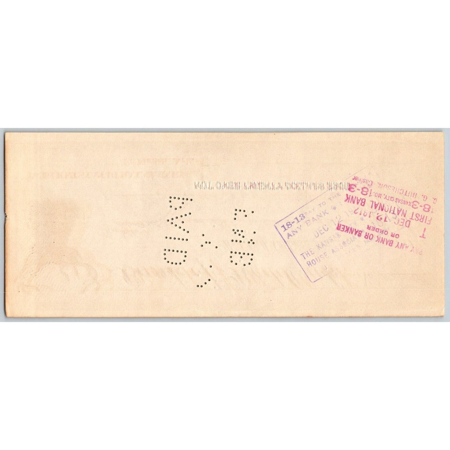 Red Rock Oklahoma Bank Check 1912 Deer / Buck Vignette