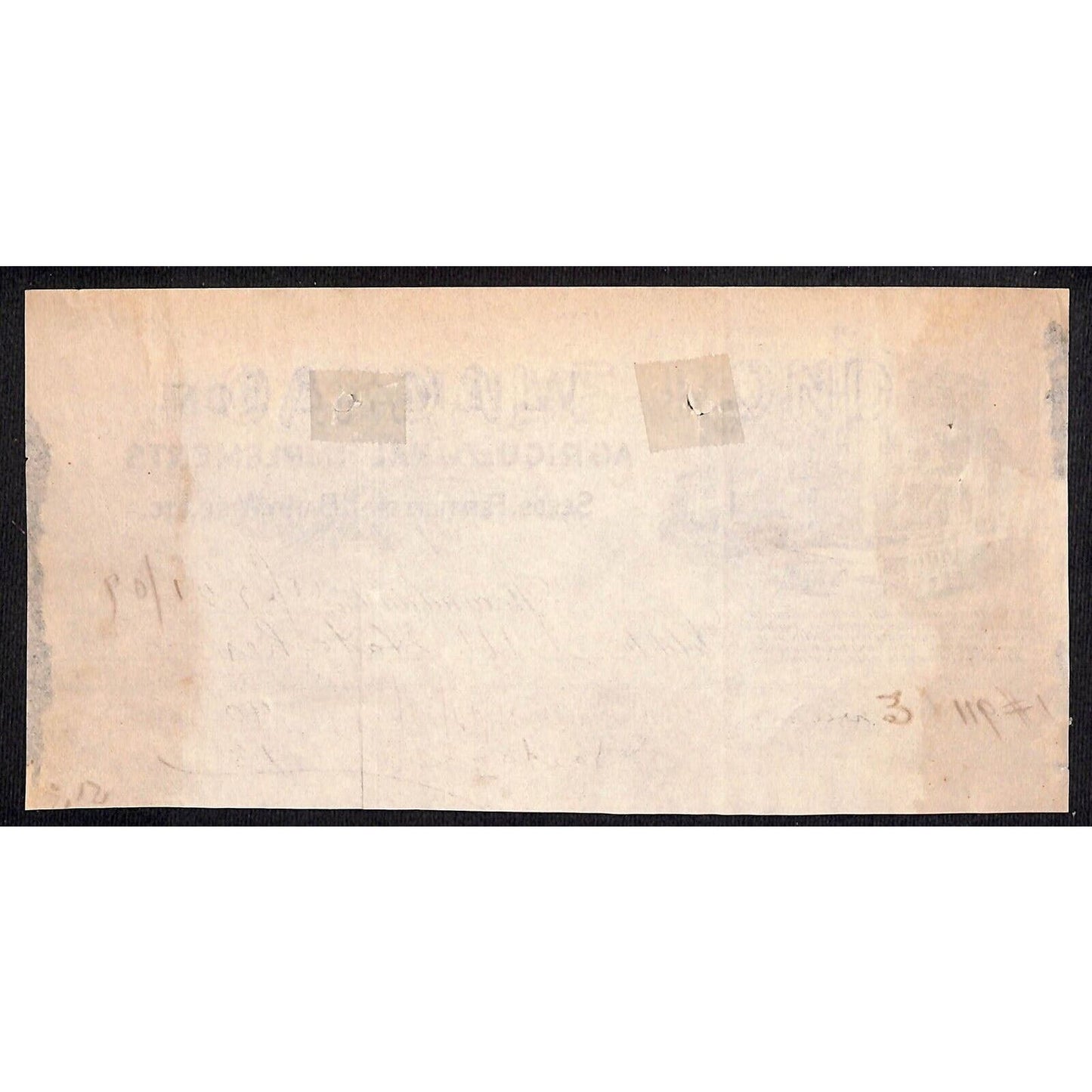 Alexandria, VA W.A. May & Son Agricultural Implements 1909 Billhead Vignette