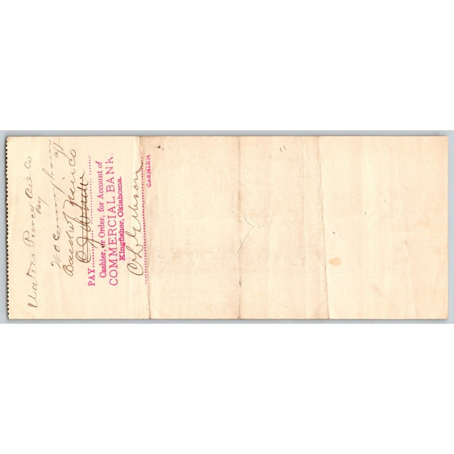 Minco, OK 1892 Indian Territory "Bank of Minco" $8.08 Check - Scarce