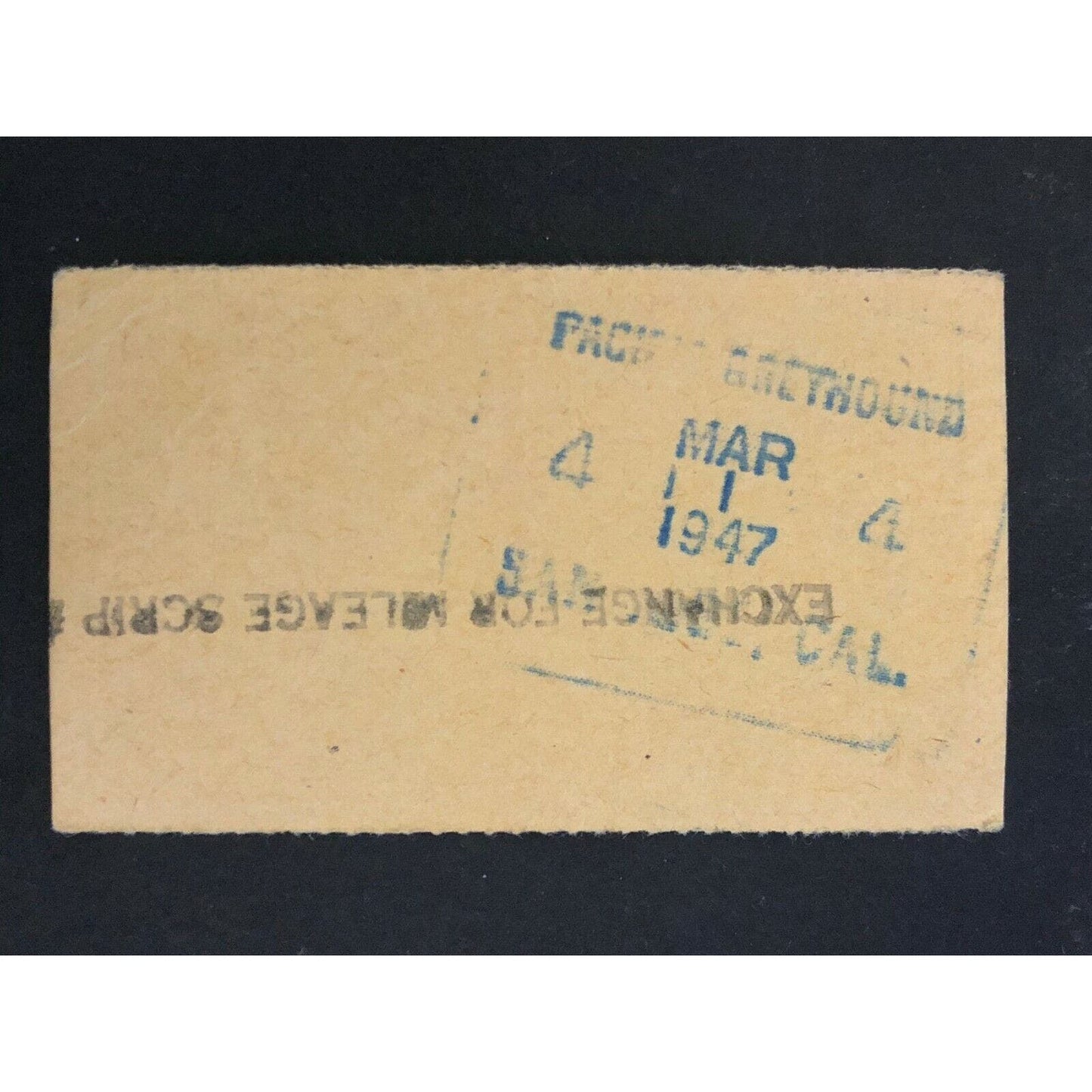 Pacific Greyhound Bus Lines I.D. Check / Ticket "San Jose" 28385 c1945-1955