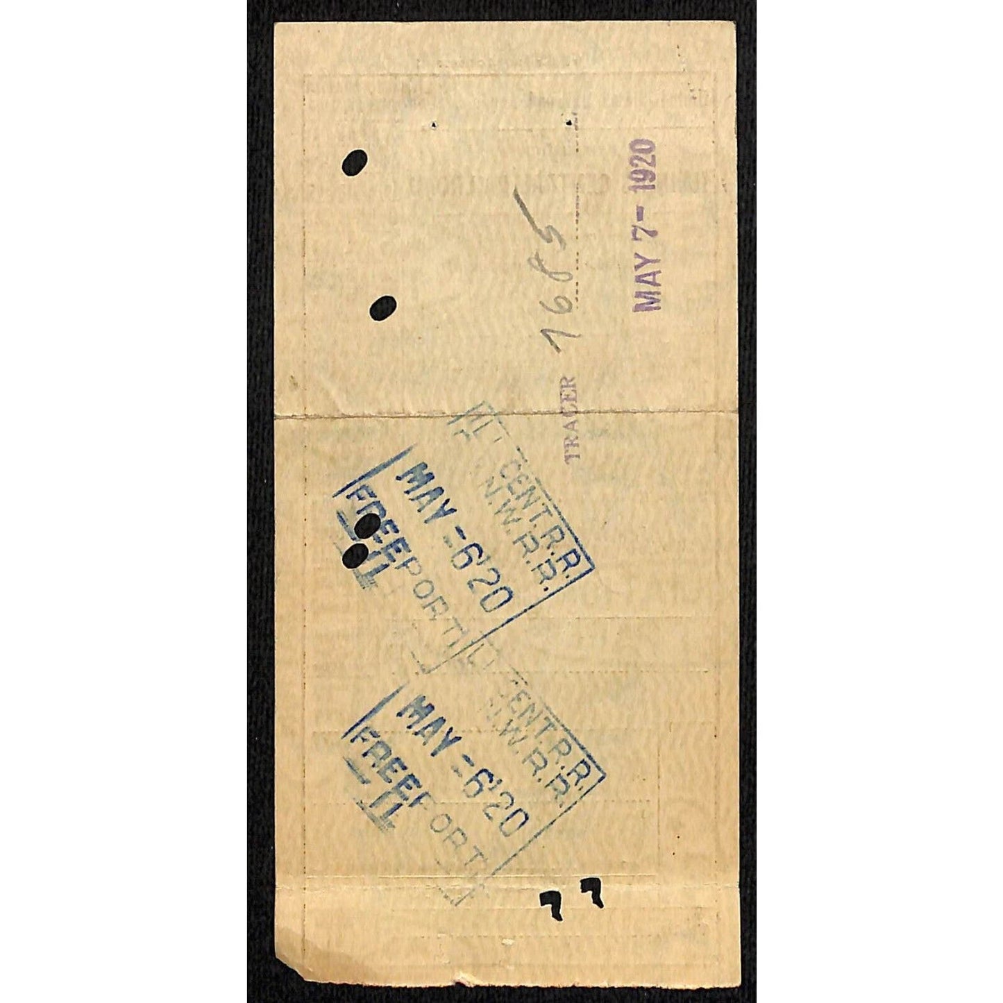 1920 Illinois Central Railroad / CGW Ticket Dubuque to Minneapolis #221