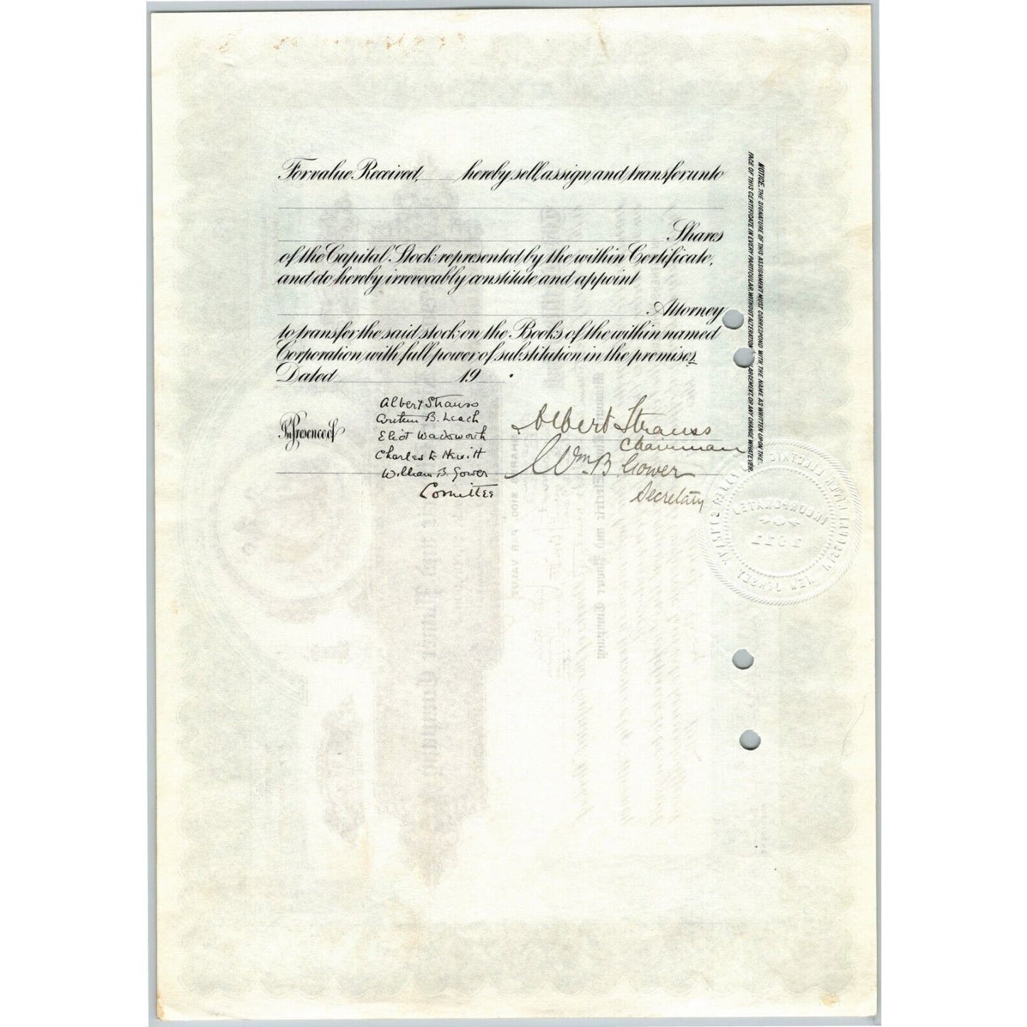 Missouri River Electric and Power 1912 Stock Certificate 9,990 Shares Cert #4