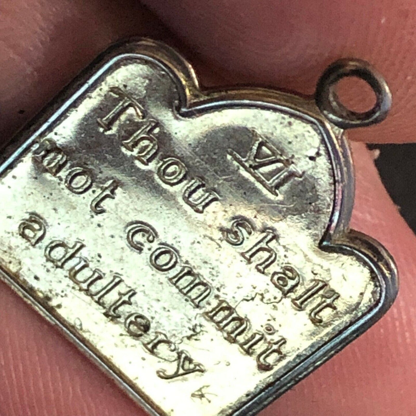 Vintage 17mm x 23mm Pendant Ten Commandments - VIII Adultery