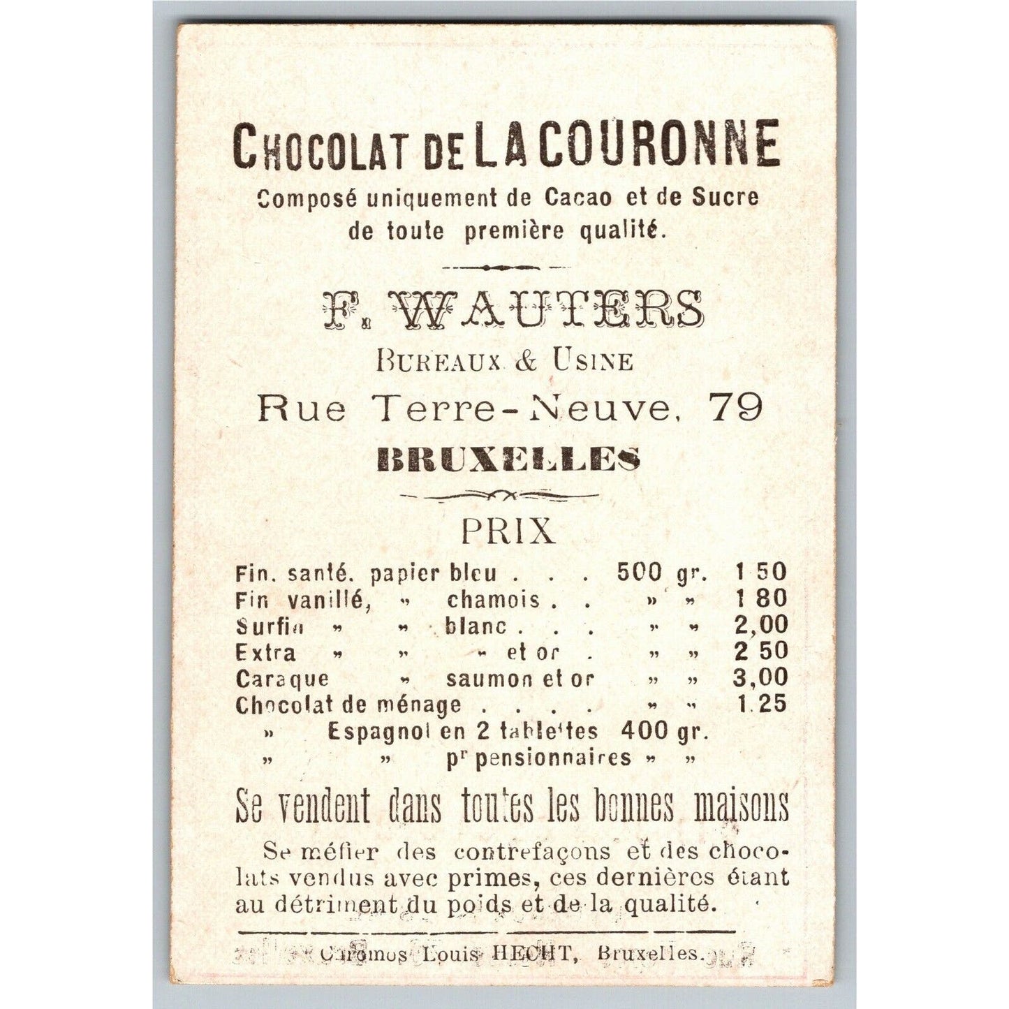 French Victorian Trade Card Chocolat Guerin-Boutron Couple Wearing Ice Skates