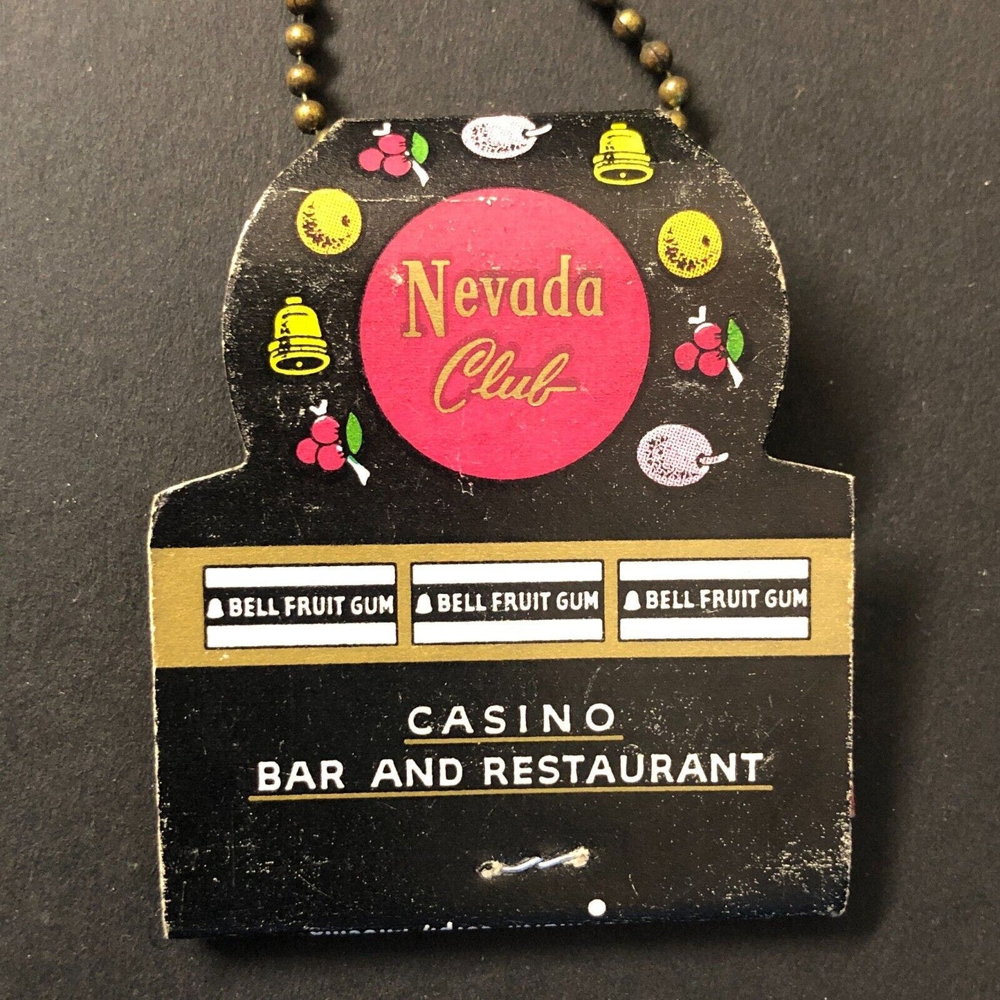 Nevada Club Las Vegas Casino Full Matchbook w/ "Chip" on Key Chain Scarce VGC