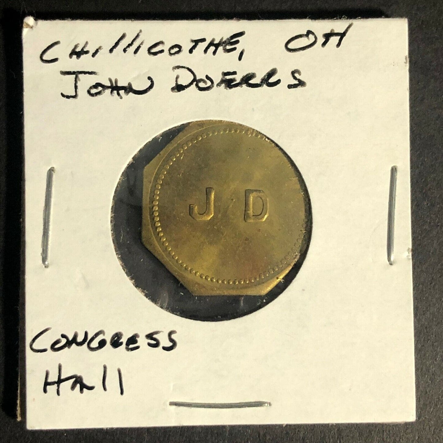 (John Doerr Lumber Wilmette, IL ?) "J.D." Token G/F 10c In Merch. 22.5mm