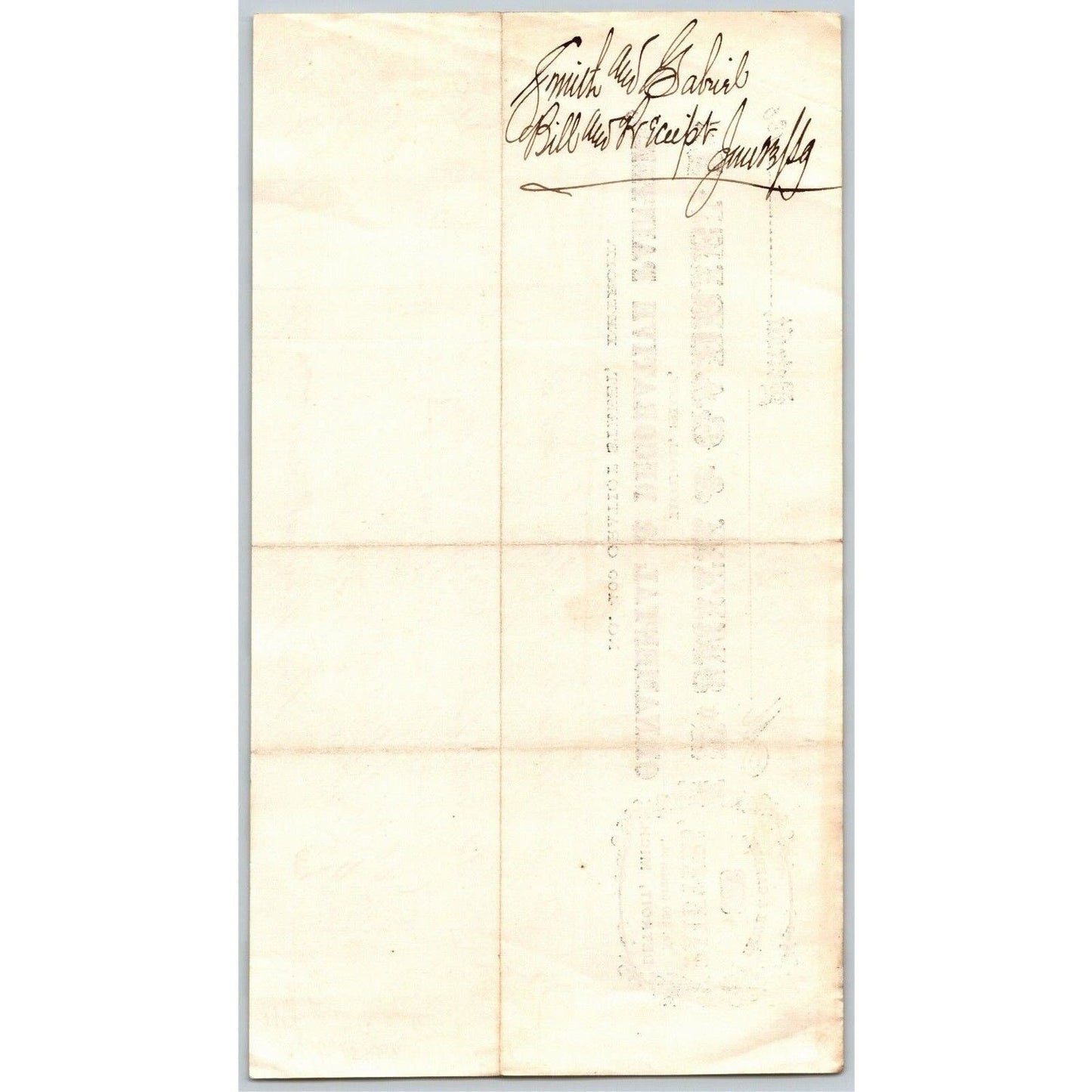 Detroit Letterhead Smith & Gabriel Ornamental & Decorative Painters 1869