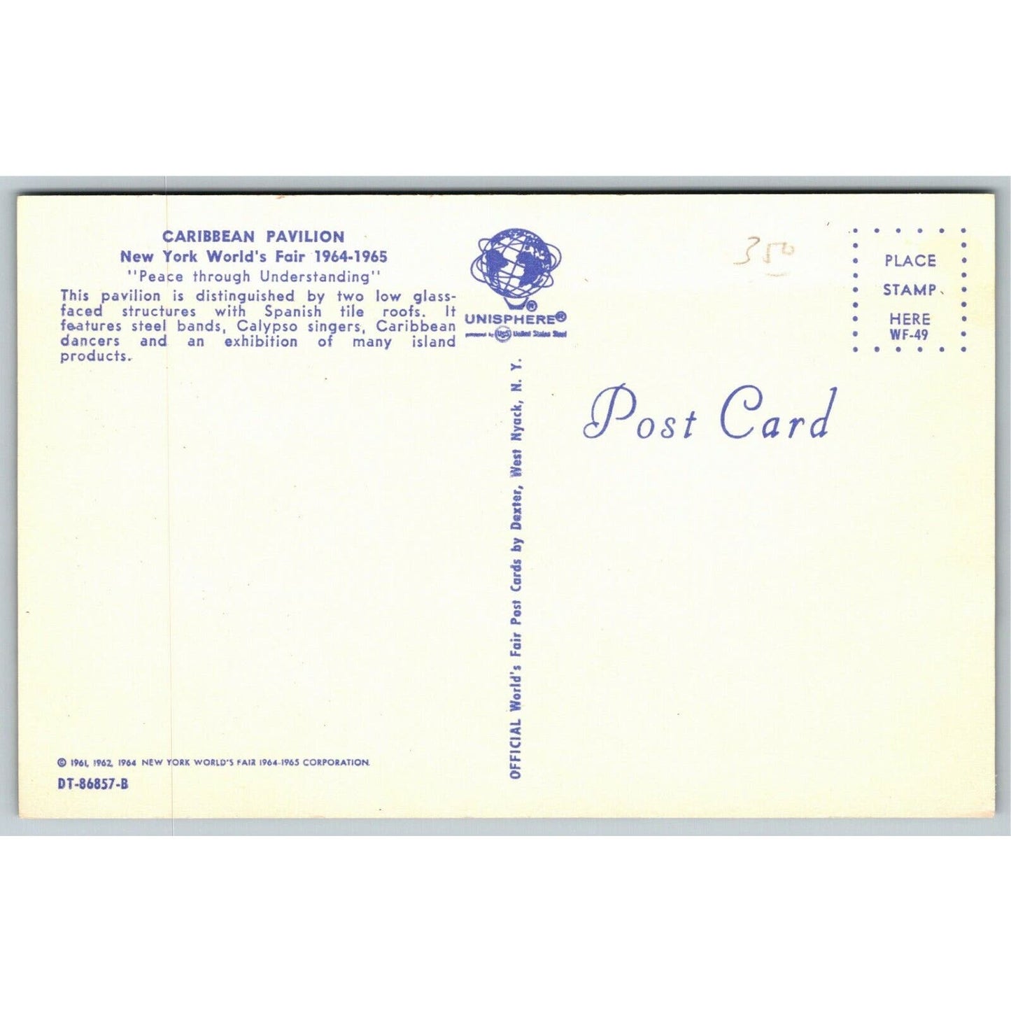 Vintage 1964-65 World's Fair Postcard - Caribbean Pavilion
