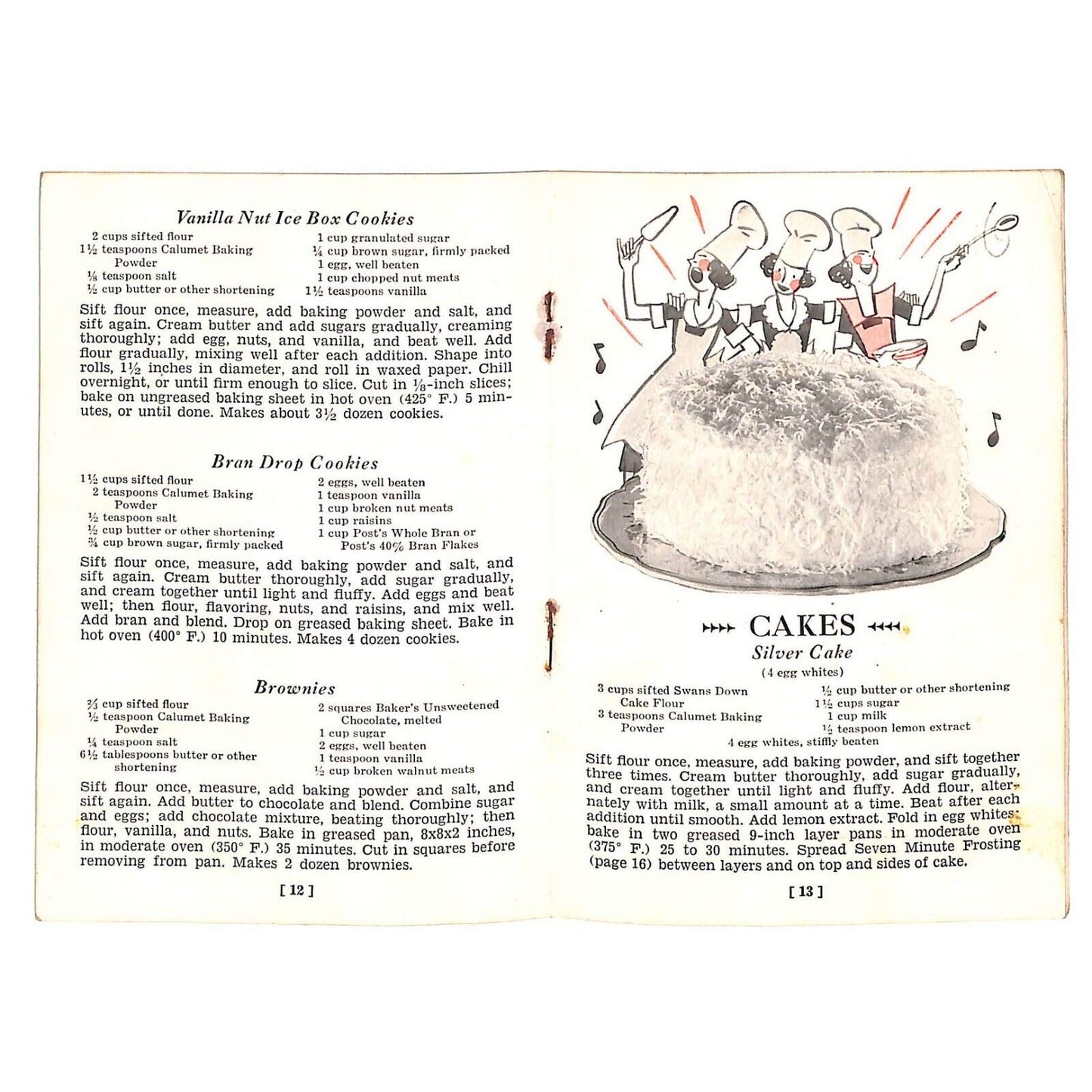 Happy Times Calumet Recipe Book / Booklet c1934 23pp Choir Music Notation