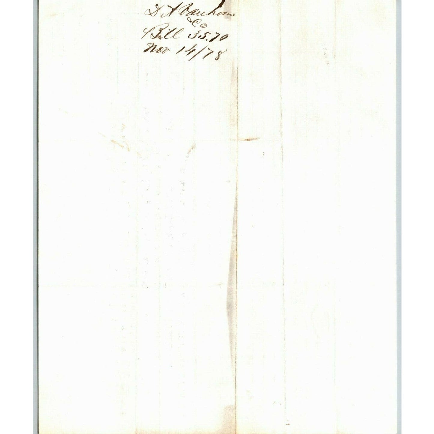 D.A. Vanhorne & Co. NY, NY to Glover, Warner & Clarke Sandy Hook Letterhead 1878