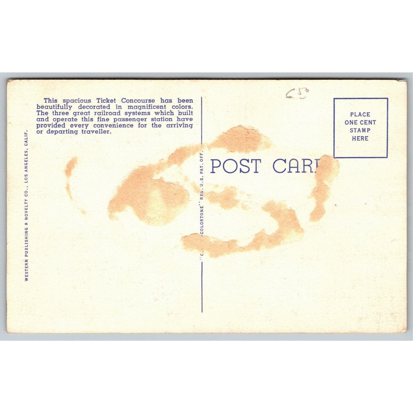 Ticket Concourse Union Station Los Angeles Linen Postcard c1930's-40's VGC