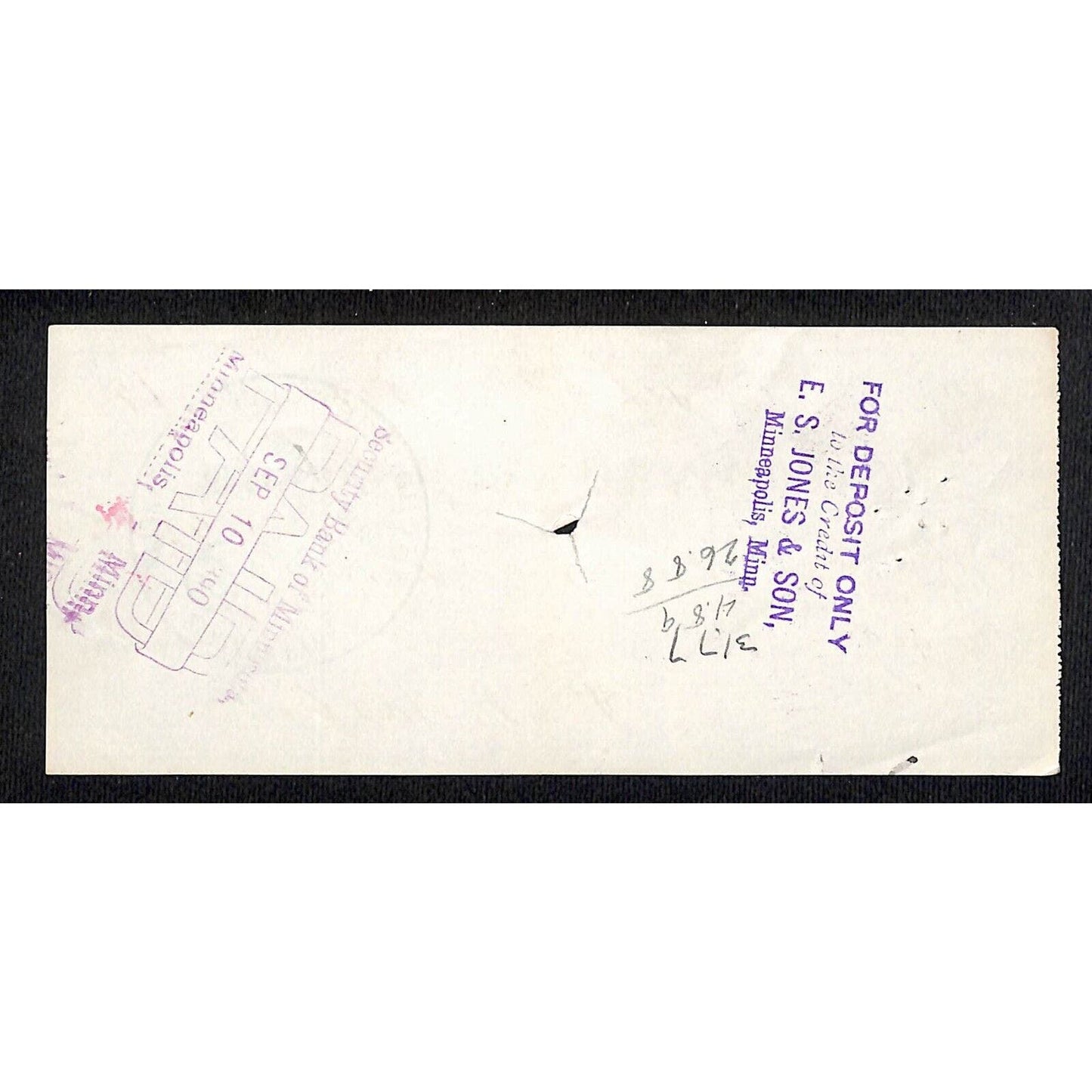 Minneapolis "Security Bank of Minnesota" $41 Bank Check 1890 - Scarce