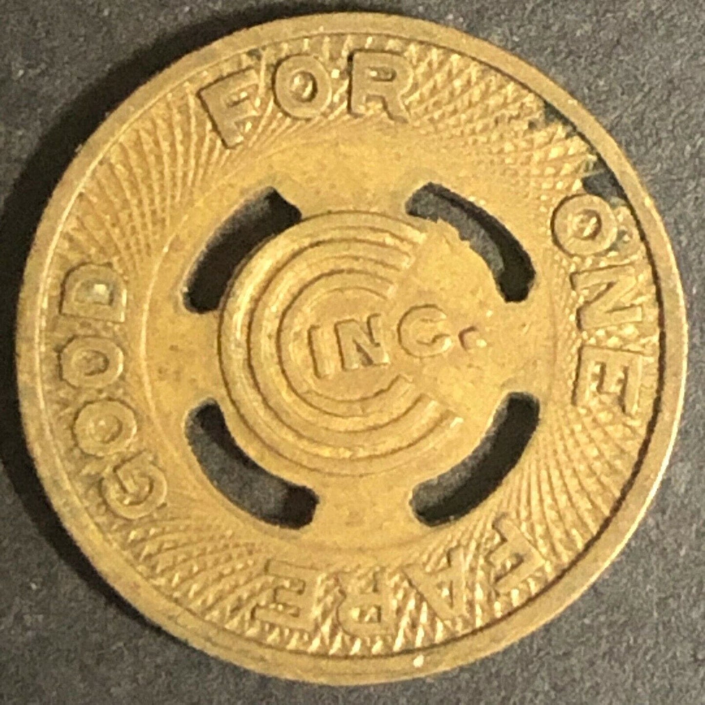 c1937 16mm Coast Cities Coaches G/F One Fare Token Asbury Park, NJ (1164)