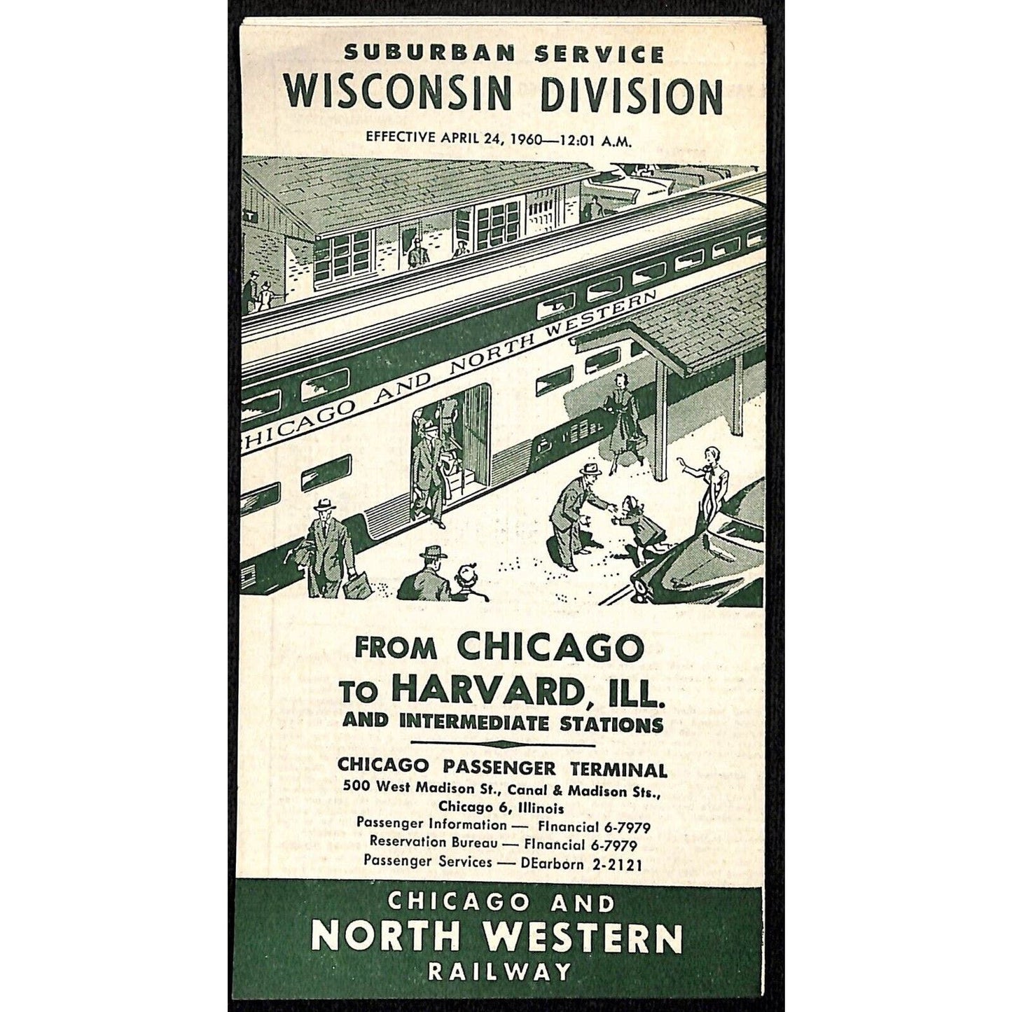 1960 Chicago and North Western Railway / Chicago to Harvard Schedule VGC