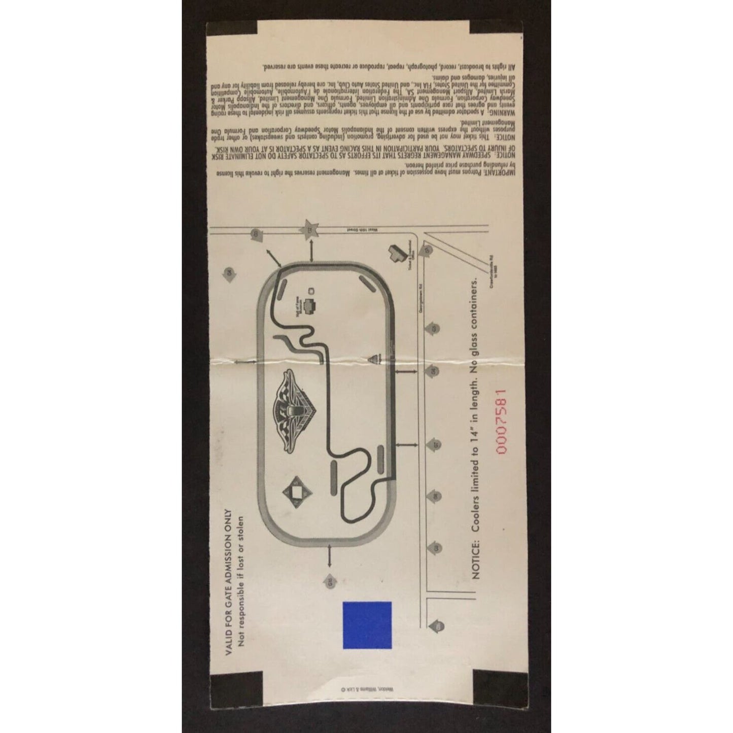 2001 SAP Grand Prix F1 Racing IMS Season Grounds Admission Ticket