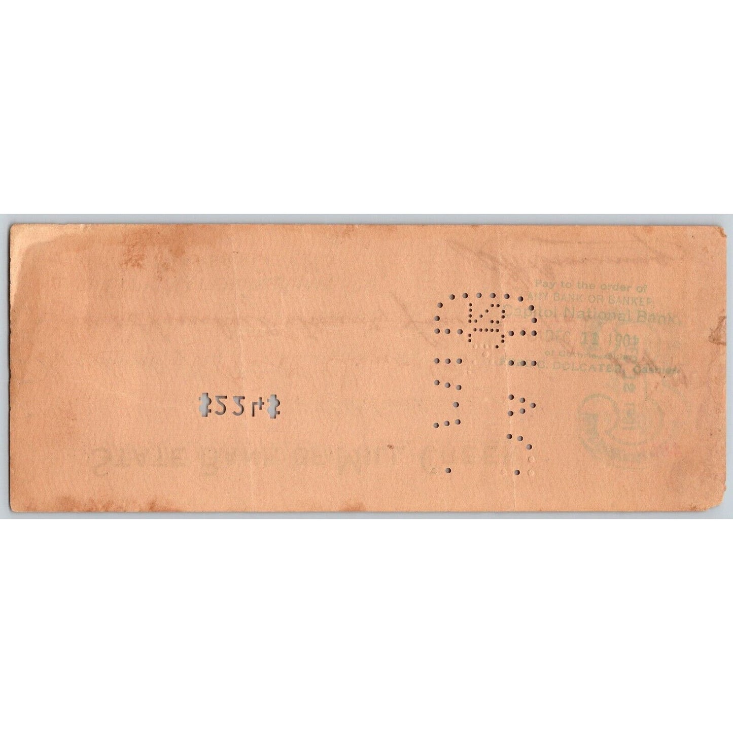 Mill Creek, OK Indian Territory 1901 "State Bank of Mill Creek" Check - Scarce