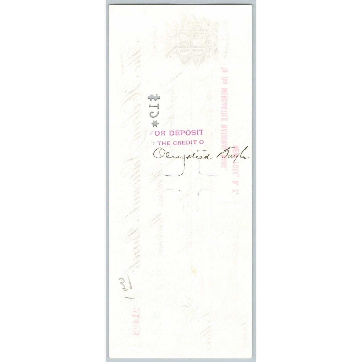 Helena Montana First National Bank Check 1894 w/ Monogram