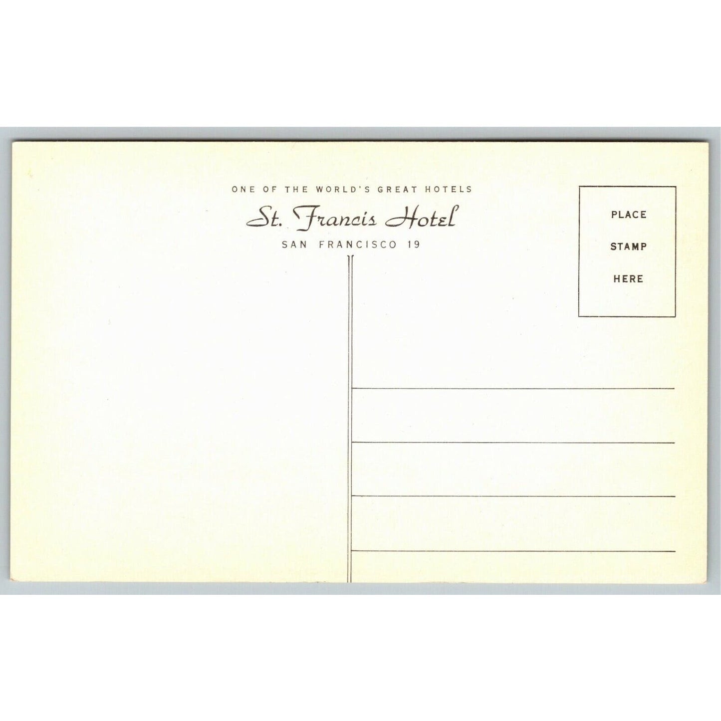 Vintage Postcard San Francisco 19 St. Francis Hotel - Union Square