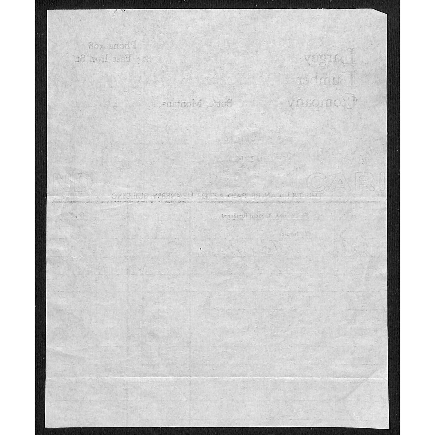 Largey Lumber Company Butte Montana 1933 Billhead Letterhead - Wilson Drug