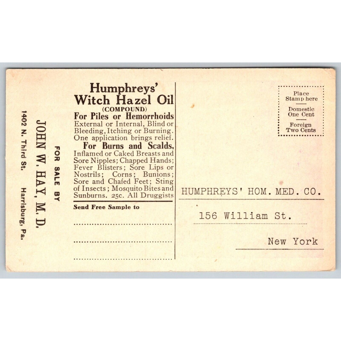 Humphrey's Witch Hazel Ointment Advertising Postcard Kids Red Balloon c1916-20's