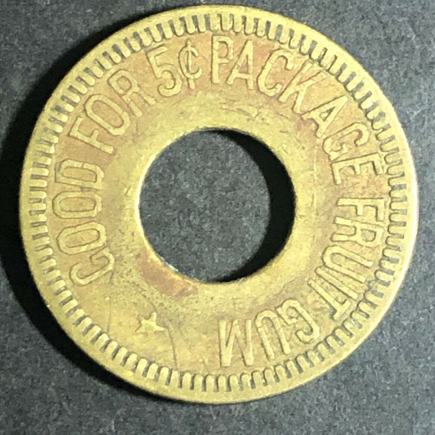 Vintage 21mm Brass "Watling Fruit Gum Co. Chicago, ILL" Donut Token