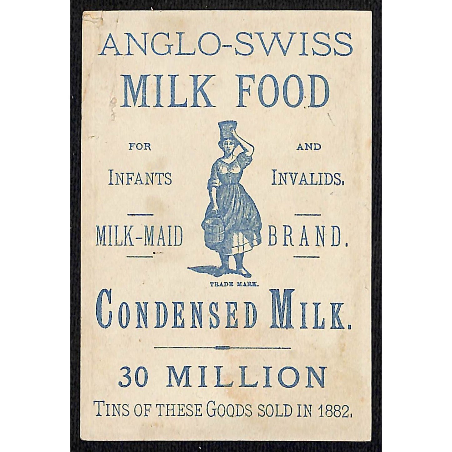 Anglo-Swiss Milk Food Victorian Trade Card Condensed Milk Kids Tea Party
