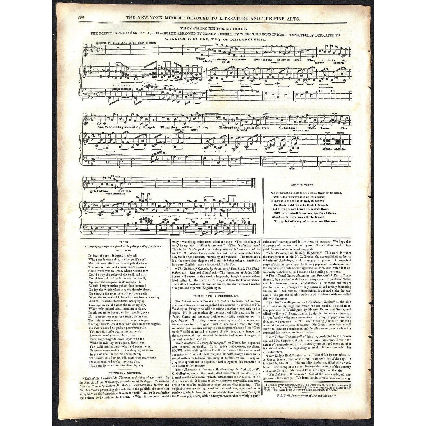 New-York Mirror Weekly Journal Literature Fine Arts Newspaper 3/9/1839
