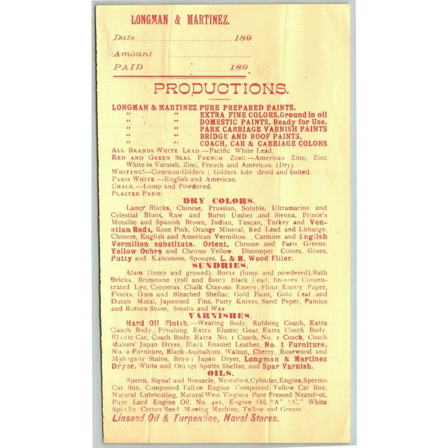 Longman & Martinez NY, NY to Glover, Warner & Clarke Sandy Hook Letterhead 1893
