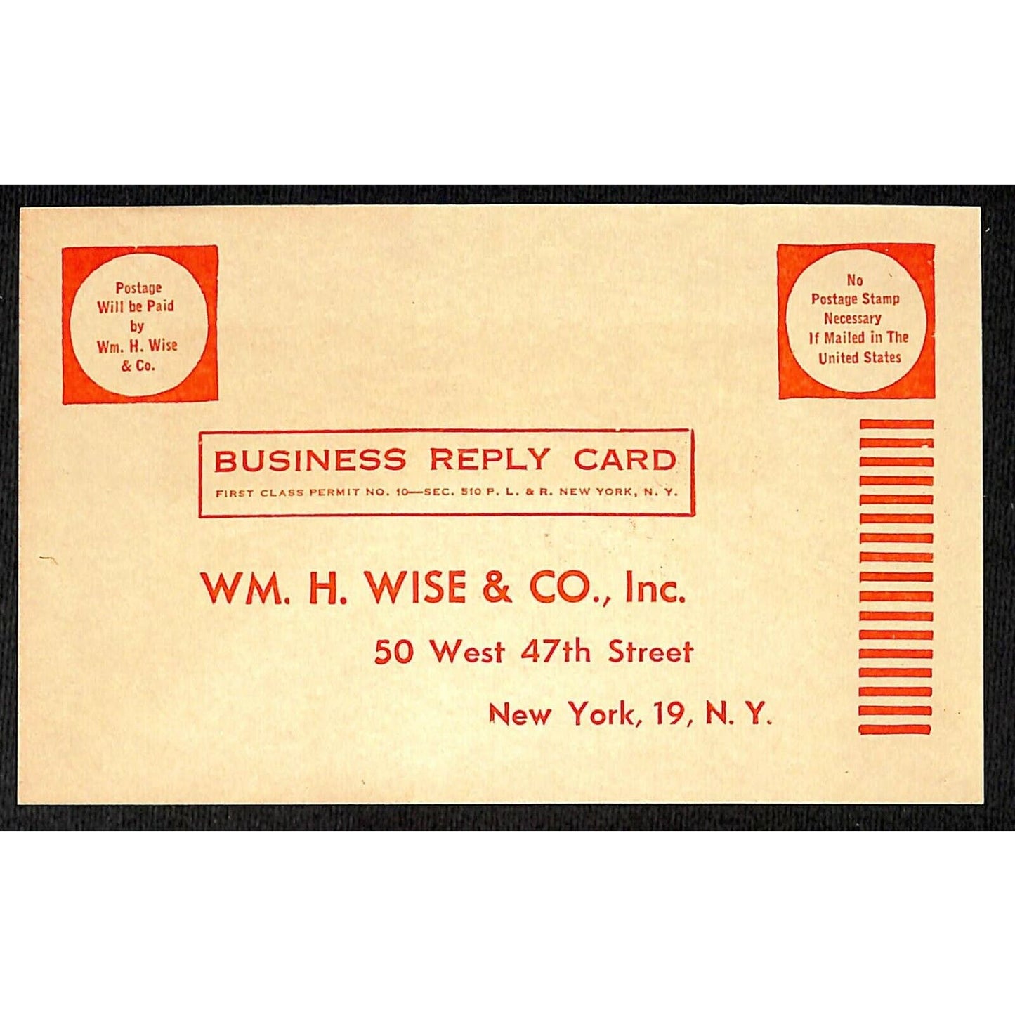 c1940's H. Wise & Co's "Pictorial History WW2" Postal Reply Postcard Offer Card