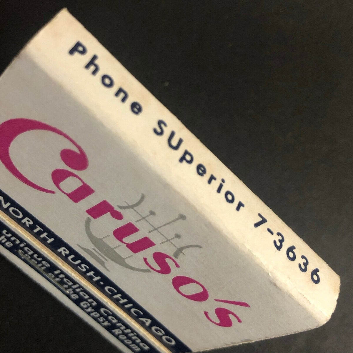Scarce Vintage c1960's-70's Full Matchbook Caruso's Theatre Restaurant Chicago