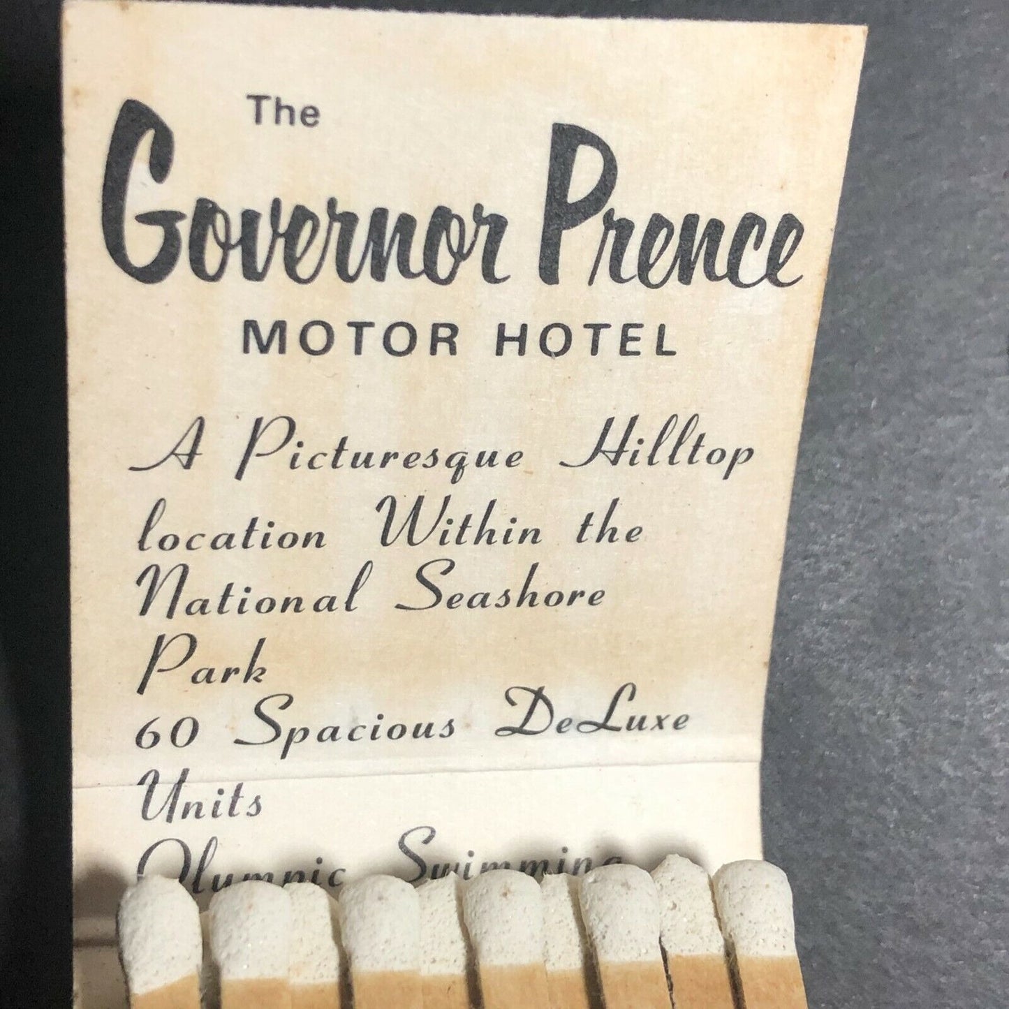 Early 1970's Full Matchbook "Governor Prence Motor Hotel" Cape Cod, MA