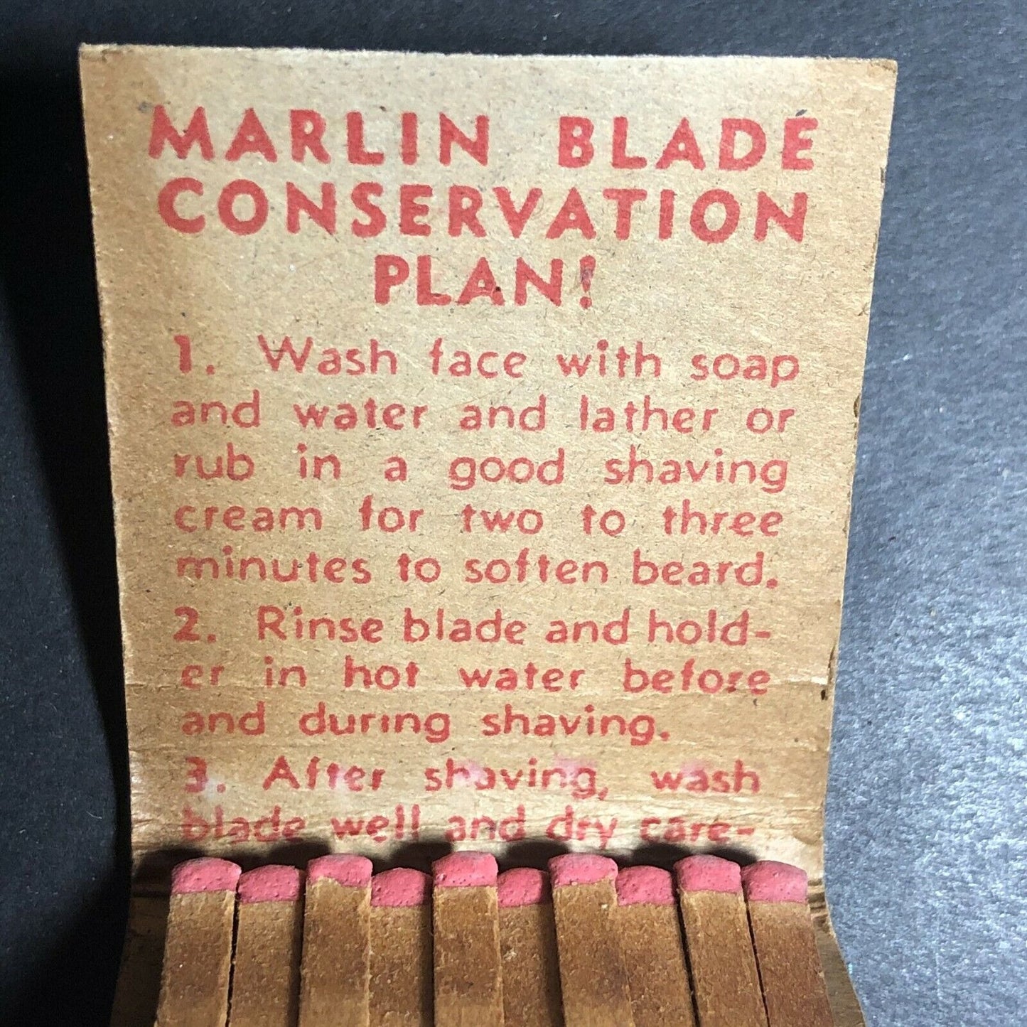 1940's-50's Full Matchbook Marlin Firearms Blades 18 for 25c New Haven, CT
