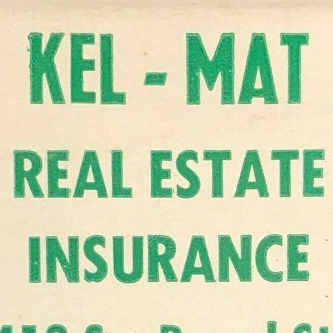 1960's-70's Full Matchbook Kel-Mat Real Estate Insurance - Meriden, CT
