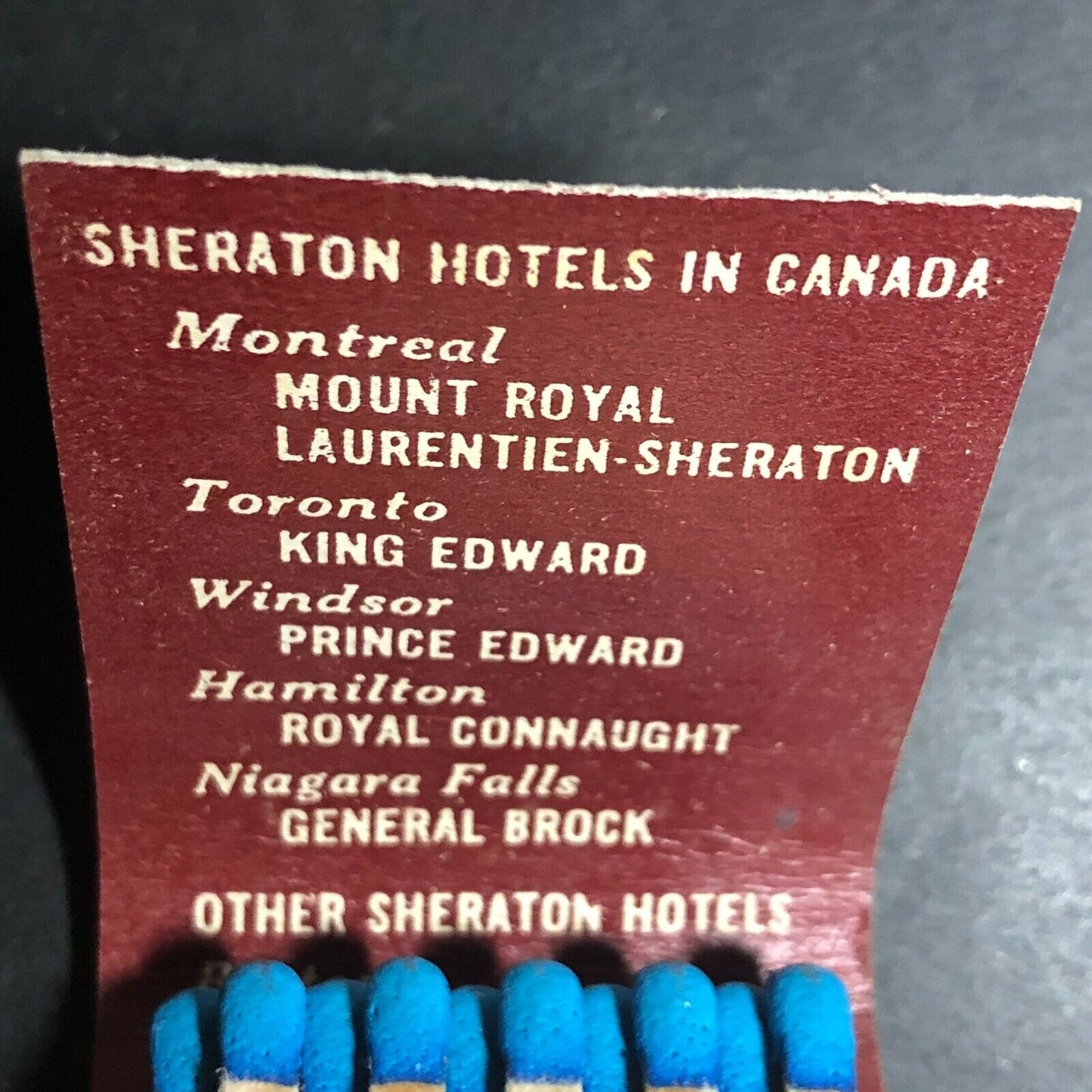 Scarce 1940's Full Matchbook - "The Sheraton Hotels" Boston Providence NYC